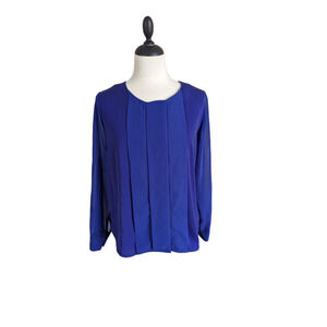 Umgee Womens Shirt Size S Royal Blue Sheer Sleeves Blouse